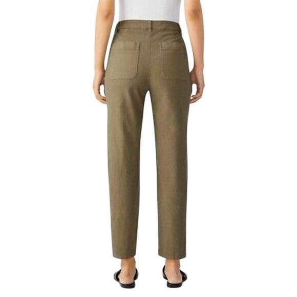 EILEEN FISHER Women's‎ 6P Green Organic Cotton Hemp Stretch Tapered Ankle Pants - Picture 3 of 11